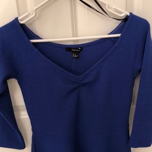 Never worn! Off the shoulder,3/4 sleeve blue dress